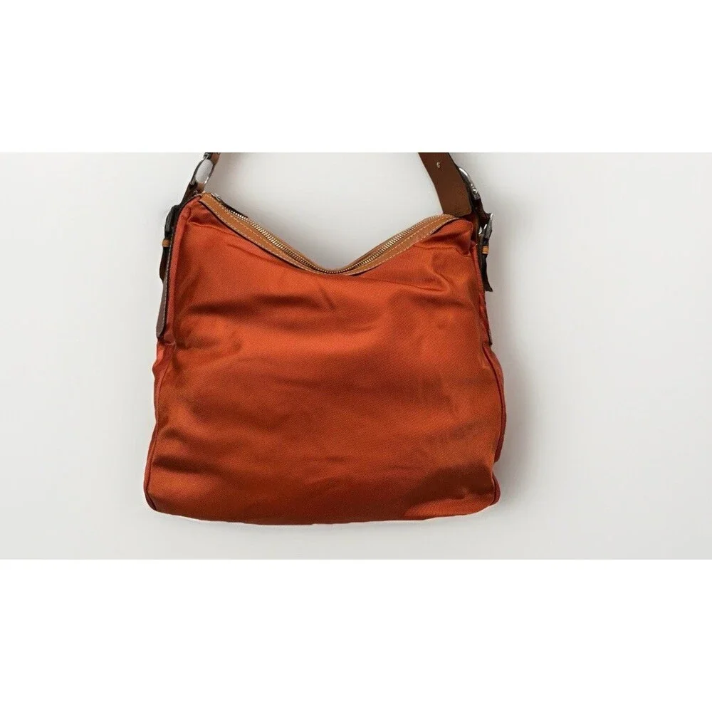Ralph Lauren equestrian Burnt Orange Purse Hobo Leather Strap Silver Hardware